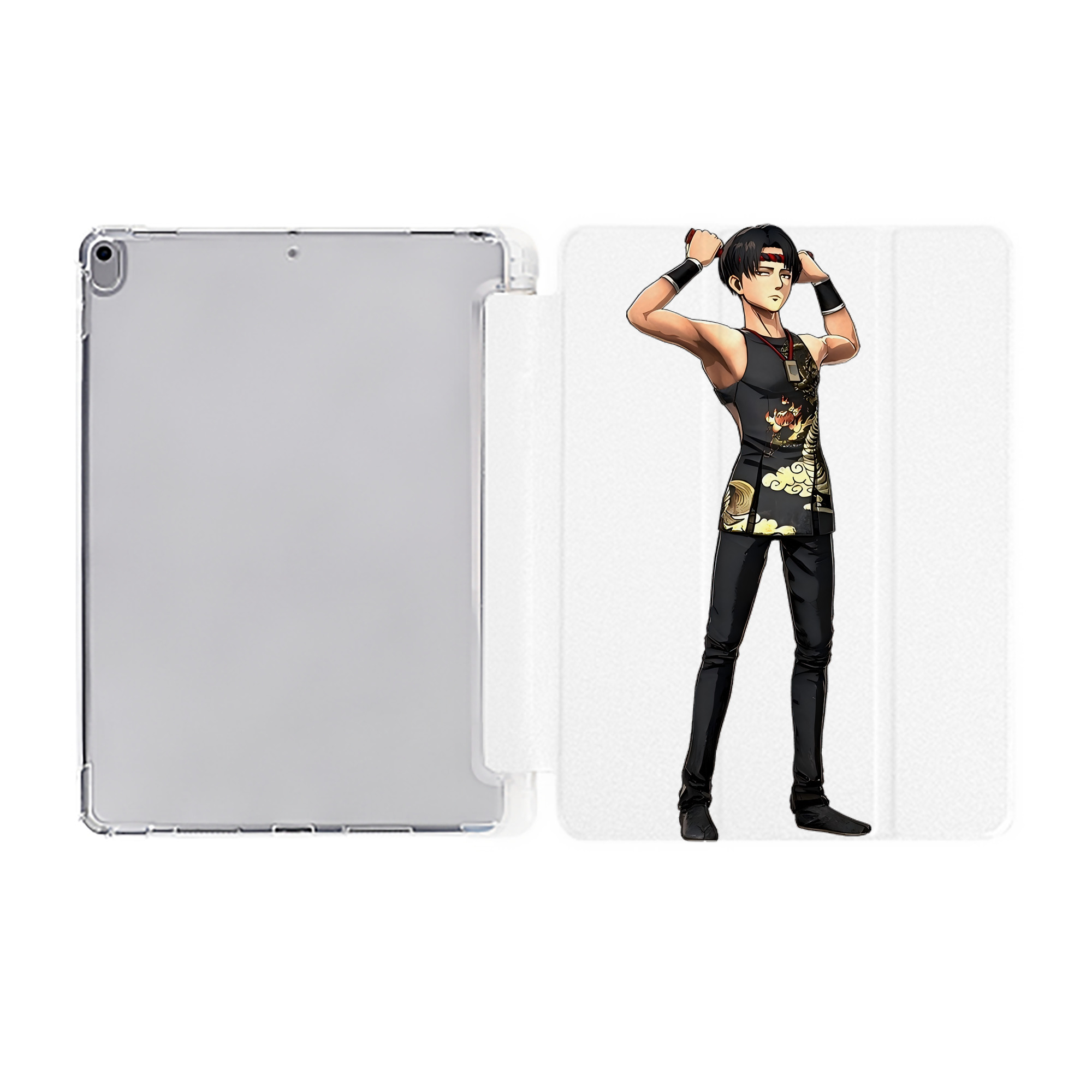 （画像用） 進撃の巨人 リヴァイ·アッカーマン Attack on Titan Levi Ackerman IPad ケース ペン収納付き 三つ折りスタンド PUレザー×シリコン 対応機種9.5/10.5/10.9インチ